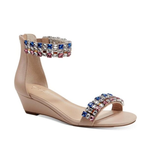 Thalia Sodi Womens Teagan Faux Leather Ankle Strap Wedge Sandals - Picture 1 of 8